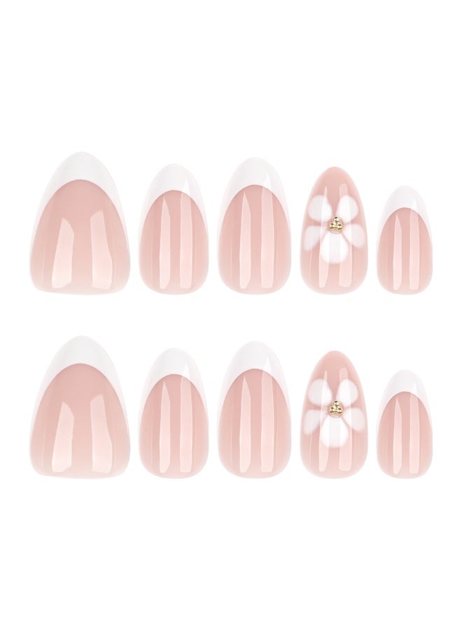 Kanza 24Pcs Press on Nails, False Nails, Fake Nails Set for Women Girls Nail Art Accessories, Press On Nail with Glue Stickers for Easy Apply, Stick On Fingernails Set - Image 5