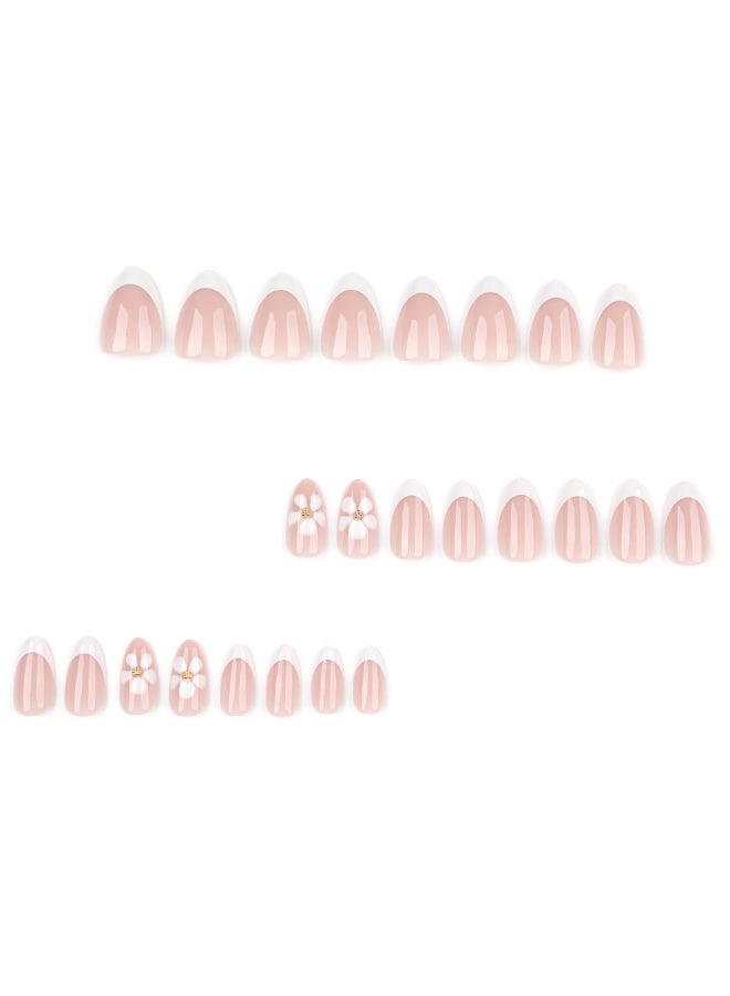 Kanza 24Pcs Press on Nails, False Nails, Fake Nails Set for Women Girls Nail Art Accessories, Press On Nail with Glue Stickers for Easy Apply, Stick On Fingernails Set - Image 2