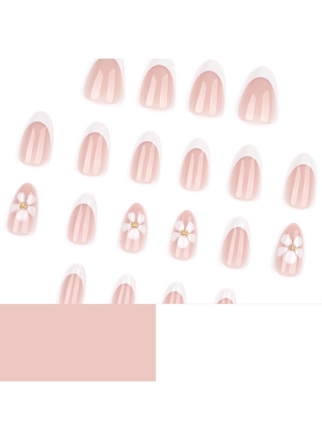 Kanza 24Pcs Press on Nails, False Nails, Fake Nails Set for Women Girls Nail Art Accessories, Press On Nail with Glue Stickers for Easy Apply, Stick On Fingernails Set - Image 3