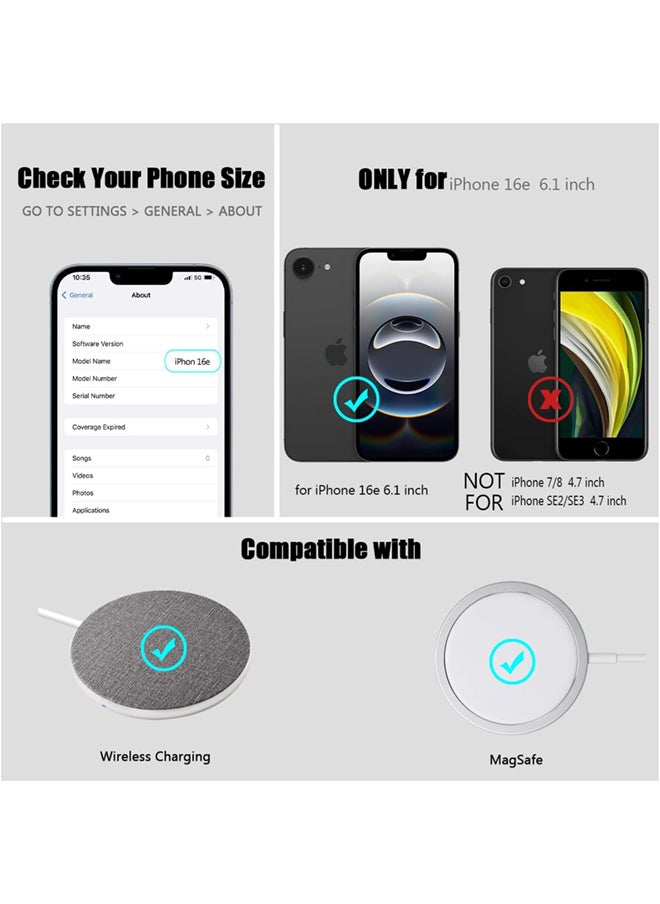 جراب لهاتف iPhone 16e و iPhone SE4 2025 مع غطاء كاميرا وحامل، مع 2 واقي عدسة كاميرا، متوافق مع MagSafe، مقاوم للصدمات، غلاف شفاف ثقيل الحماية لهاتف iPhone 16e (أسود)