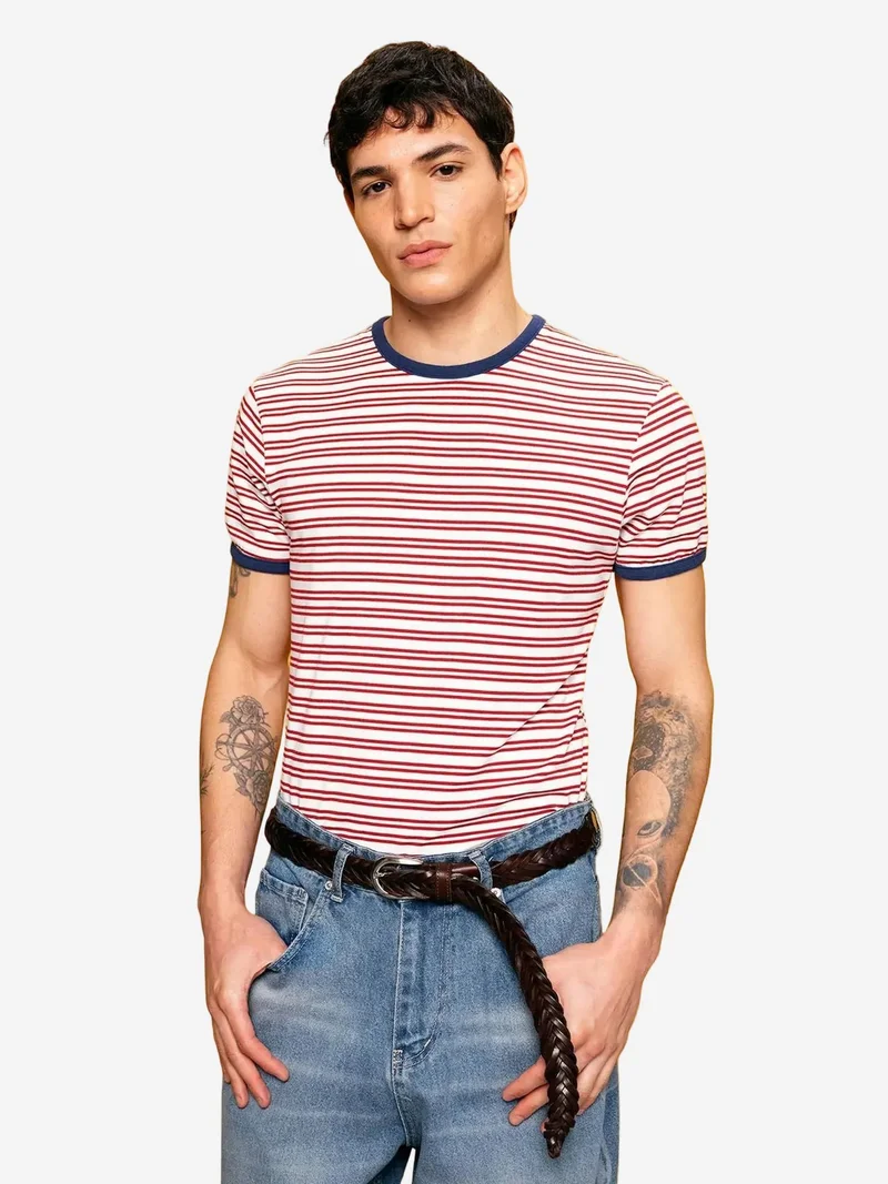 GIESTO Slim Fit Striped Short Sleeve T-Shirt