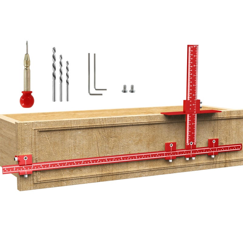CenfeiTooL Extended Cabinet Hardware Jig Kit, 32-inch & 16-inch Detachable MAX Cabinet Handle Jig with Auto Center Punch, Aluminium Alloy Cabinet Handle Template Drill Guide, Drawer Pull Jig for Handle Knob Pull - Image 1