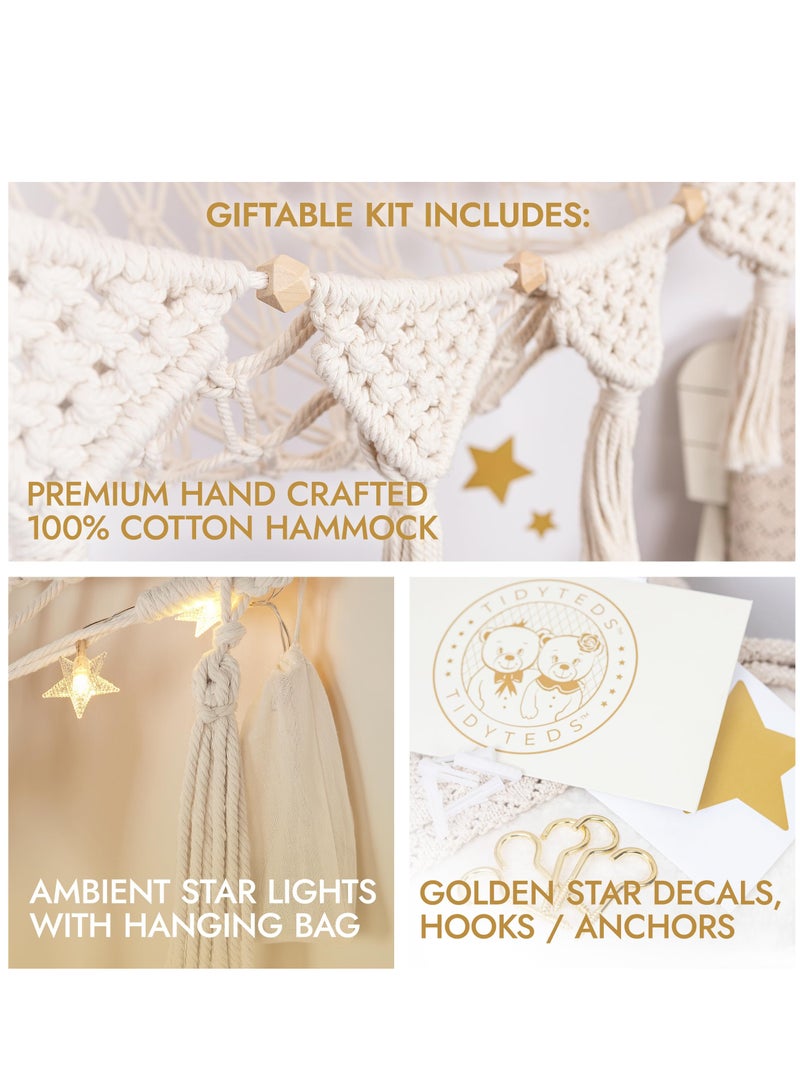 SYOSI Macrame Toy Hammock, Stuffed Animal Net Hammock Toy Storage Organizer, Stuffed Animal Storage Toy Holder, Boho Wall Mounted Hanging Decor for Nursery Kids Birthday Gift Play Room Bedroom, White - Image 5