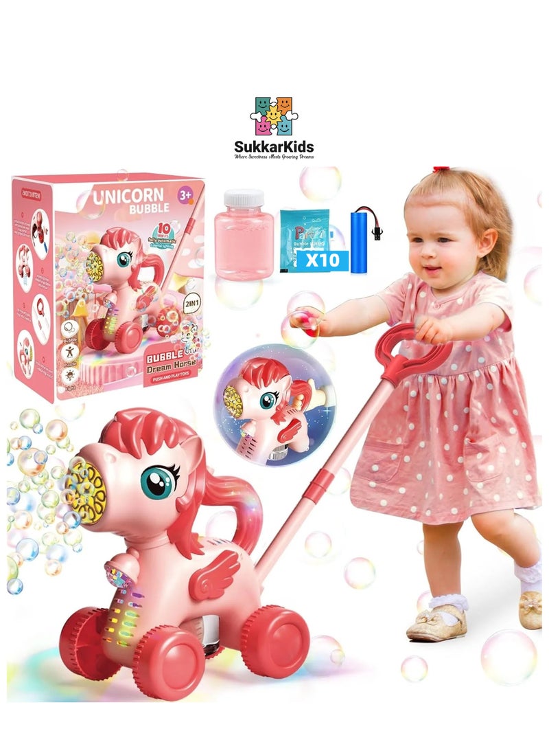 SukkarKids Bubble Lawn Mower for Kids Toys Age 3 4 5 Year Old: Unicorn Bubble Machine for Toddlers, Backyard, Travel, Party, Outdoor Toddler Toys, Birthday Gifts for Toddler Girls  - Image 1