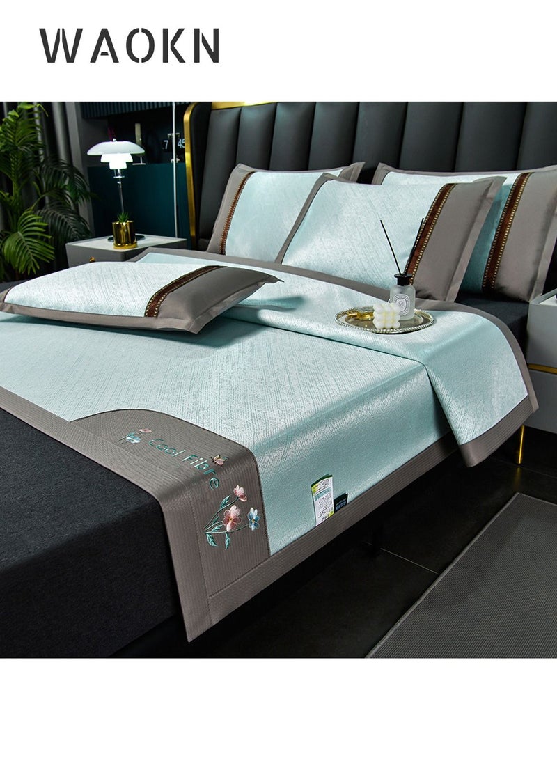 WAOKN Summer New Embroidery Cool Ice Silk Sheet With Two Pillowcase Bring You One Cool Sleep Night - Image 1