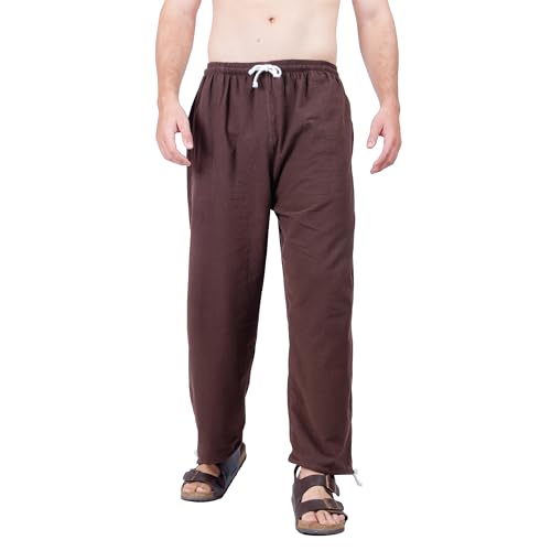 CandyHusky Baggy Sweatpants Men Cotton, Drawstring Lounge Pants, Relaxed Fit, Ideal for Comfort Brown XXL - Image 1
