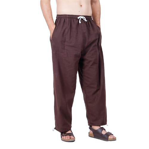 CandyHusky Baggy Sweatpants Men Cotton, Drawstring Lounge Pants, Relaxed Fit, Ideal for Comfort Brown XXL - Image 2