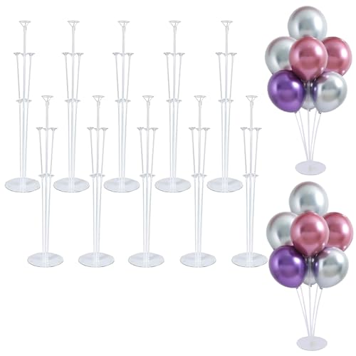 LOBUBT 10 Sets Balloon Stand Kits, Balloon Sticks Holder with Base for Table Centerpiece Graduation Birthday Baby Shower Party Decorations - Image 1
