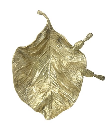 KALARAMBH KALARAMBH Brass Decorative Unique Design Serving Plate Thali Dish for Kitchen Dinning Table Decor Showpiece Gift Items Collectible Handicraft Art, Yellow, 7.5 x 11 x 3.5 Inch (L x W x H)  - Image 1