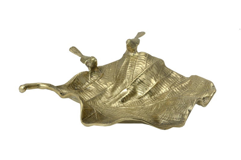 KALARAMBH KALARAMBH Brass Decorative Unique Design Serving Plate Thali Dish for Kitchen Dinning Table Decor Showpiece Gift Items Collectible Handicraft Art, Yellow, 7.5 x 11 x 3.5 Inch (L x W x H)  - Image 3