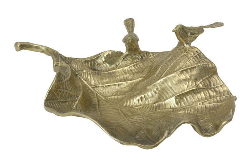 KALARAMBH KALARAMBH Brass Decorative Unique Design Serving Plate Thali Dish for Kitchen Dinning Table Decor Showpiece Gift Items Collectible Handicraft Art, Yellow, 7.5 x 11 x 3.5 Inch (L x W x H)  - Image 2