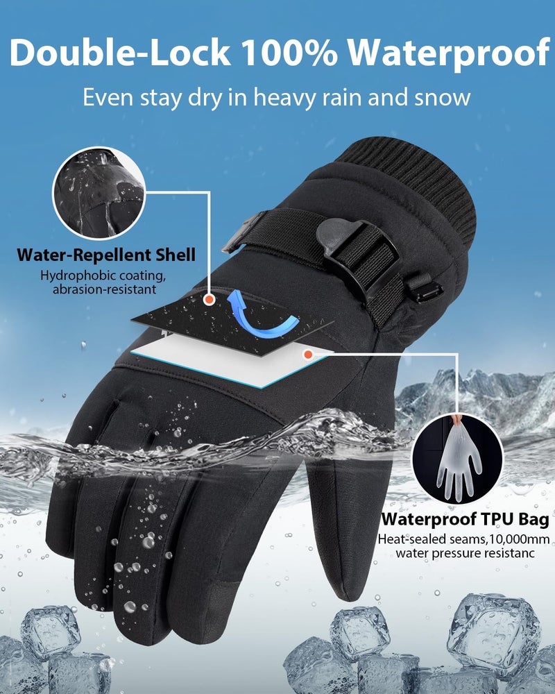 Pixel Panda Mens Winter Gloves Waterproof, Extreme Cold Weather Gloves for Women with 3M Thinsulate and Thick Plush Fleece, Warm Touchscreen Work Glove Gift for Skiing Snow Running Hiking Driving - Image 3