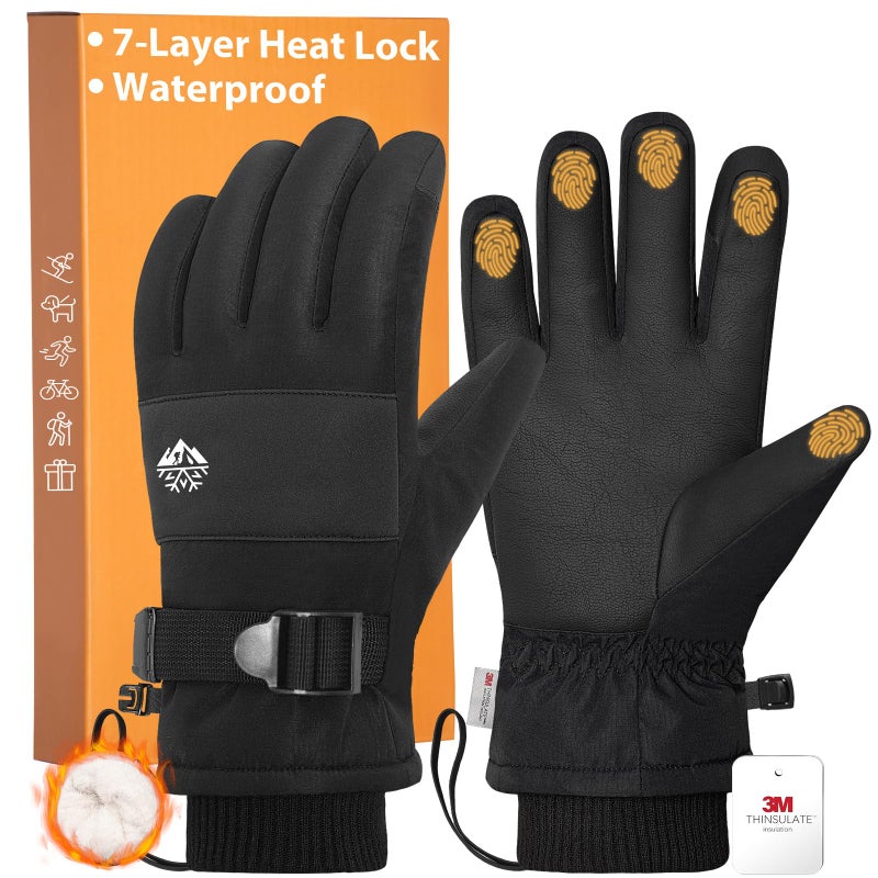 Pixel Panda Mens Winter Gloves Waterproof, Extreme Cold Weather Gloves for Women with 3M Thinsulate and Thick Plush Fleece, Warm Touchscreen Work Glove Gift for Skiing Snow Running Hiking Driving - Image 1