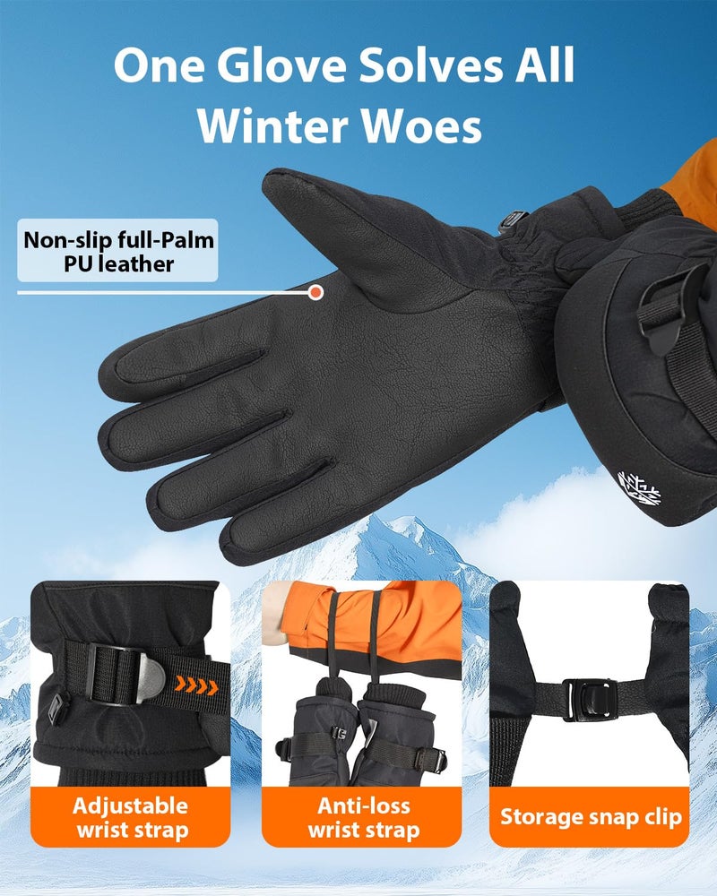 Pixel Panda Mens Winter Gloves Waterproof, Extreme Cold Weather Gloves for Women with 3M Thinsulate and Thick Plush Fleece, Warm Touchscreen Work Glove Gift for Skiing Snow Running Hiking Driving - Image 5