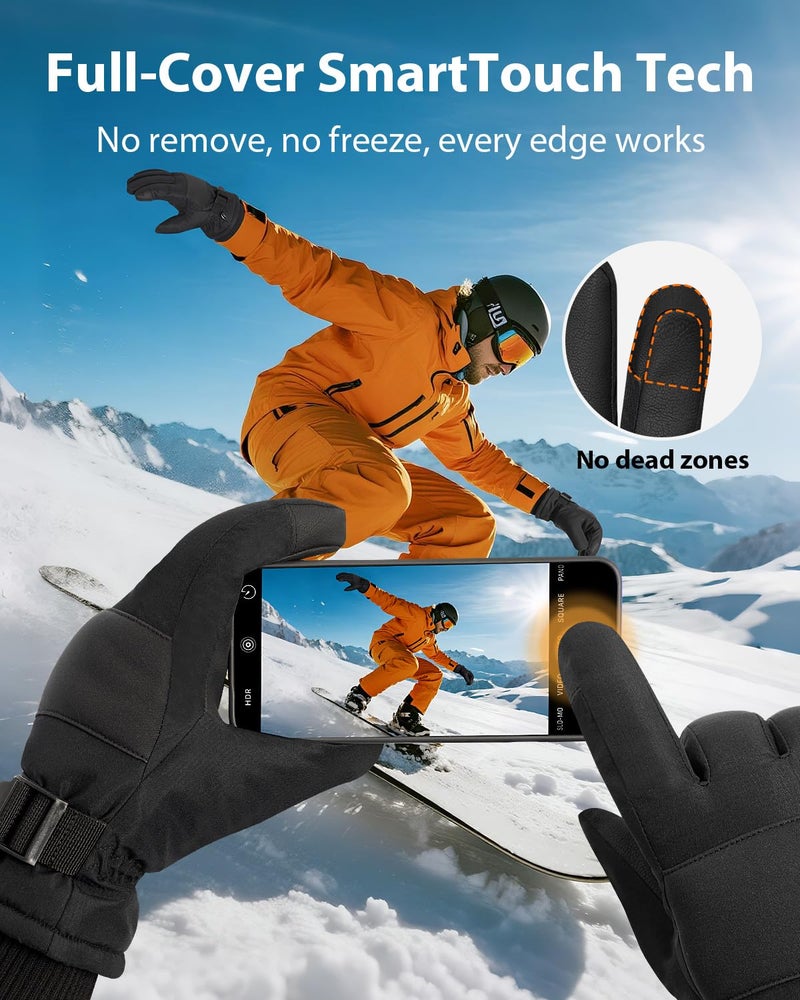 Pixel Panda Mens Winter Gloves Waterproof, Extreme Cold Weather Gloves for Women with 3M Thinsulate and Thick Plush Fleece, Warm Touchscreen Work Glove Gift for Skiing Snow Running Hiking Driving - Image 4