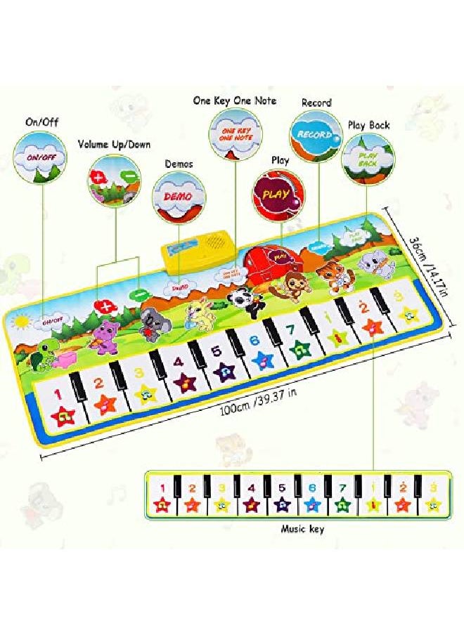 M SANMERSEN - Piano Mat 39.5" X 14" Musical Mat 8 Instrument Sounds Piano Mat For Toddlers Touch Play Dancing Mat Toy For 1 2 3 Year Old Girls Boys Gifts - Image 1