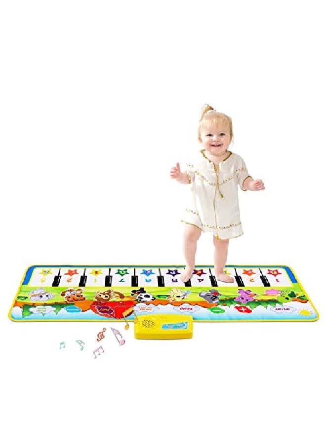M SANMERSEN - Piano Mat 39.5" X 14" Musical Mat 8 Instrument Sounds Piano Mat For Toddlers Touch Play Dancing Mat Toy For 1 2 3 Year Old Girls Boys Gifts - Image 1