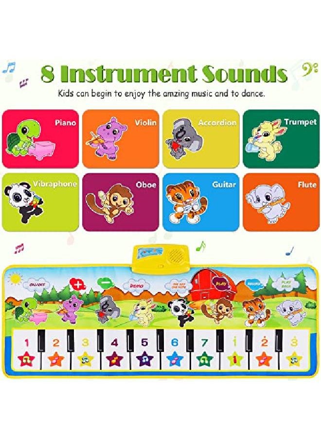 M SANMERSEN - Piano Mat 39.5" X 14" Musical Mat 8 Instrument Sounds Piano Mat For Toddlers Touch Play Dancing Mat Toy For 1 2 3 Year Old Girls Boys Gifts - Image 1