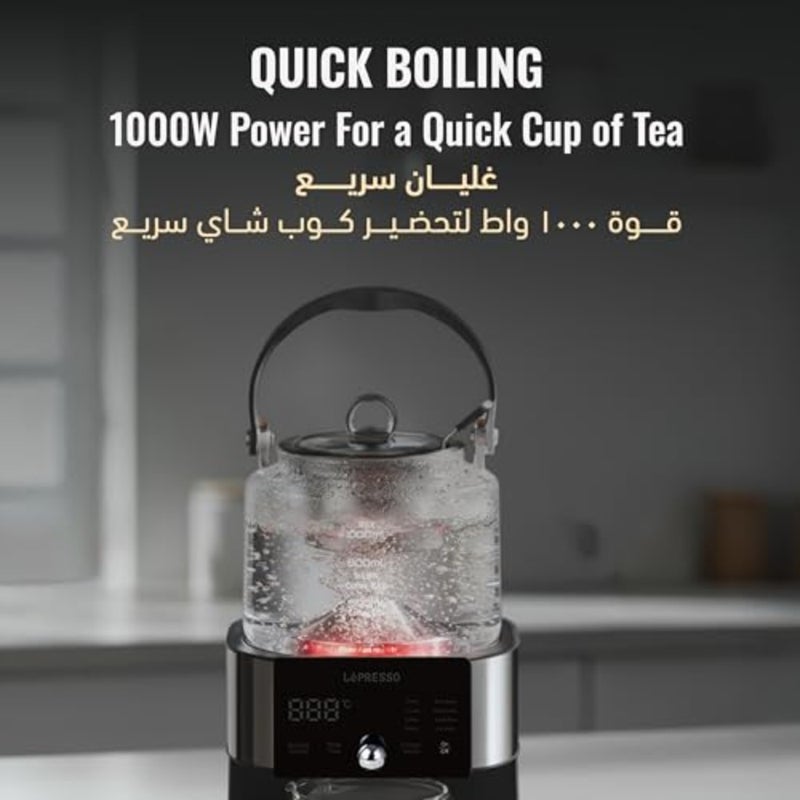 Drip Coffee Maker Tea Brewer for Home Office, 1L Glass Carafe, Black, Programmable with Digital Display, Multiple Brew Strength Keep Warm - Image 3
