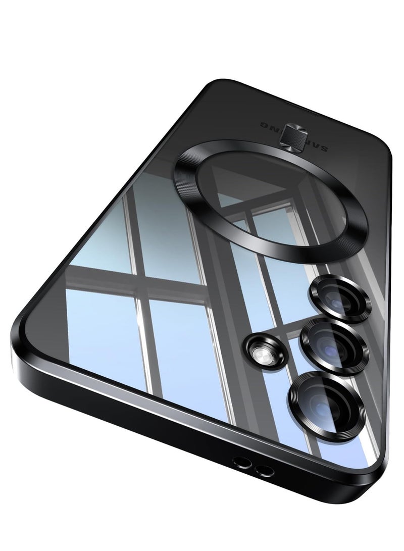 ELTRAZONE Magnetic Titanium Color for Samsung Galaxy S24 Case with Full Camera Protection [No.1 Strong N56 Magnets] [Military Grade Drop Protection] for Magsafe Women Girls Phone Case -Black - Image 1