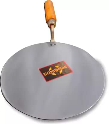 Sonanshi Sonanshi Silver Dosa Tawa Pure Iron with Wooden Handle Especially Designed for Dosa/Uttpam/South Indian Dishes (10 Inch Dia)  - Image 1