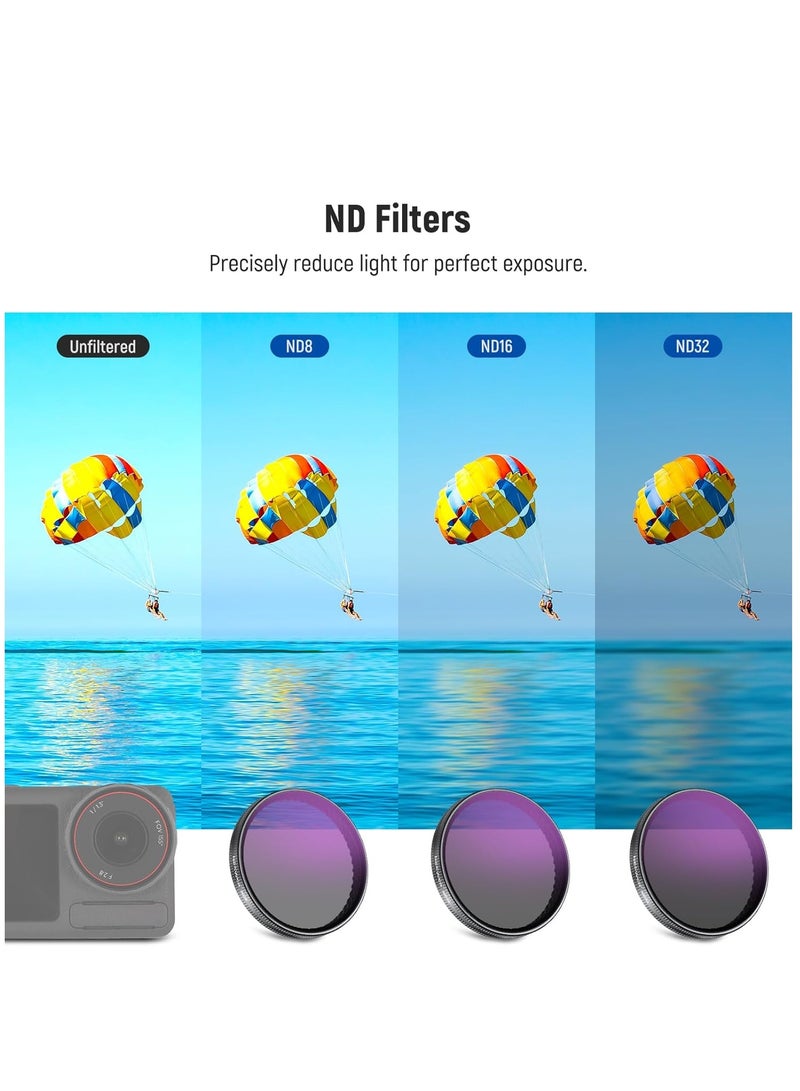 Neewer Snap On ND Filter Set Compatible with DJI Osmo Action 3,Action 4,Action 5 Pro, 4 Pack ND8+ND16+ND32+CPL Neutral Density Polarizing Action Camera Accessories, Multicoated HD Optical Glass  - Image 5