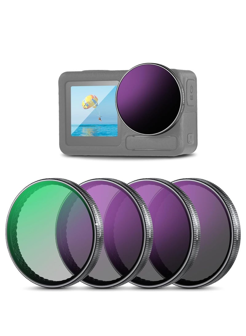 Neewer Snap On ND Filter Set Compatible with DJI Osmo Action 3,Action 4,Action 5 Pro, 4 Pack ND8+ND16+ND32+CPL Neutral Density Polarizing Action Camera Accessories, Multicoated HD Optical Glass  - Image 1
