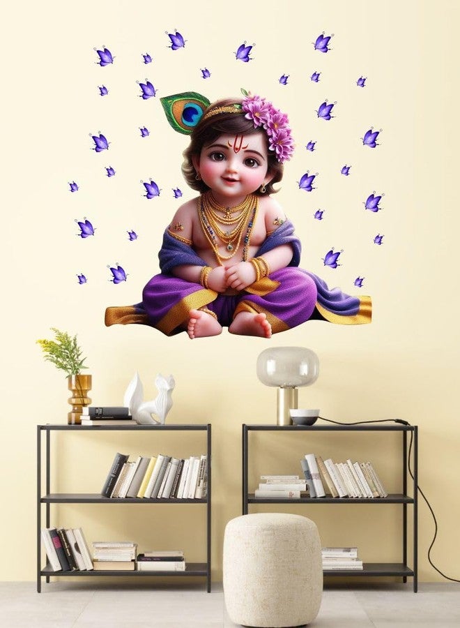 Sticker Studio Ktishna with Butterflies PVC Vinyl,Wall Sticker for Home Decor - Ideal for Living Room, Bedroom, Hall, Kids Room, Play Room (Size -20 cm x 16 cm) - Image 3