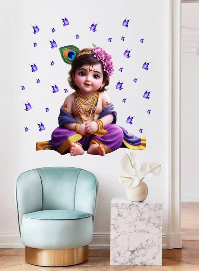 Sticker Studio Ktishna with Butterflies PVC Vinyl,Wall Sticker for Home Decor - Ideal for Living Room, Bedroom, Hall, Kids Room, Play Room (Size -20 cm x 16 cm) - Image 2