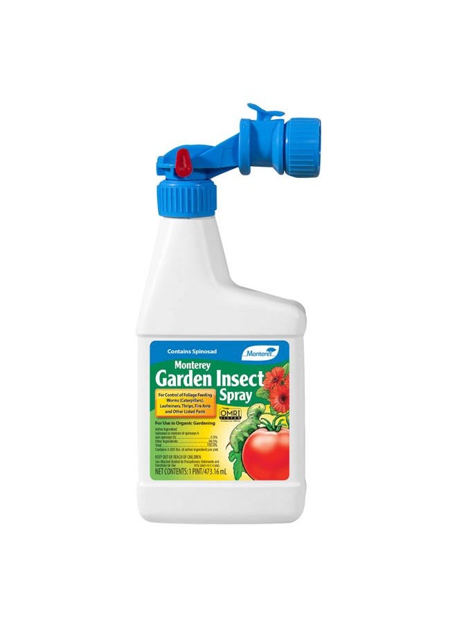 Monterey - Garden Insect Spray - Organic Gardening Control of Foliage Feeding Worms, Thrips, Leafminers - 1 Pint Ready to Spray, Attaches to Garden Hose - Image 1