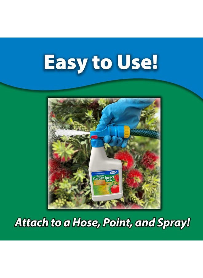 Monterey - Garden Insect Spray - Organic Gardening Control of Foliage Feeding Worms, Thrips, Leafminers - 1 Pint Ready to Spray, Attaches to Garden Hose - Image 1