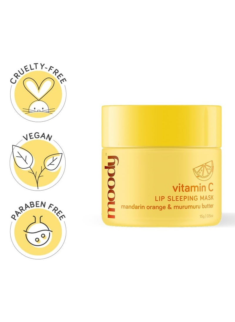 Moody Vitamin C Lip Sleeping Mask for Overnight Hydration & Repair of Chapped Lips | Enriched with Murumuru Butter, Aloe & Hyaluronic Acid | With 24 Hrs Moisturization - 100% Vegan (12gm)  - Image 5