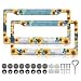 LIN KANG Blue Butterfly Sunflower License Plate Frames 2 Pack Wooden Board Flower Aluminum Metal License Plate Holder Covers RustProof Waterproof Car Decorative Tag Frames for Standard US 12x6 Inch - Image 2
