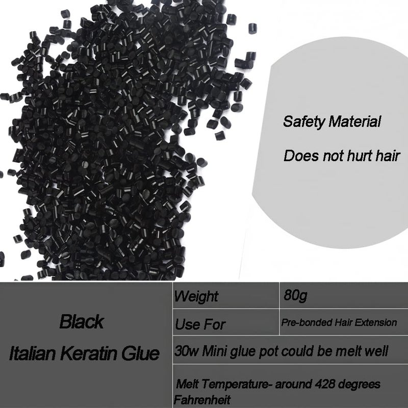 REOU Italian Keratin Glue Hair Adhesive Beads for Hot Fusion Nail/I Tip Hair Extensions 80g- Black - Image 3