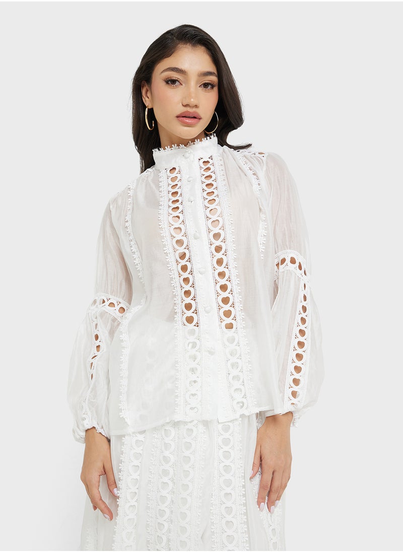Khizana Top & Skirt Set With Lace Trim  - Image 3
