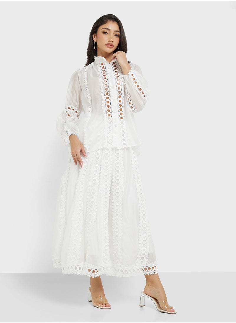 Khizana Top & Skirt Set With Lace Trim  - Image 5