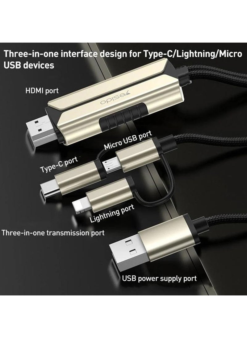 Yesido - Lightning to HDMI Cable 2m HM14 to Type C - Image 1