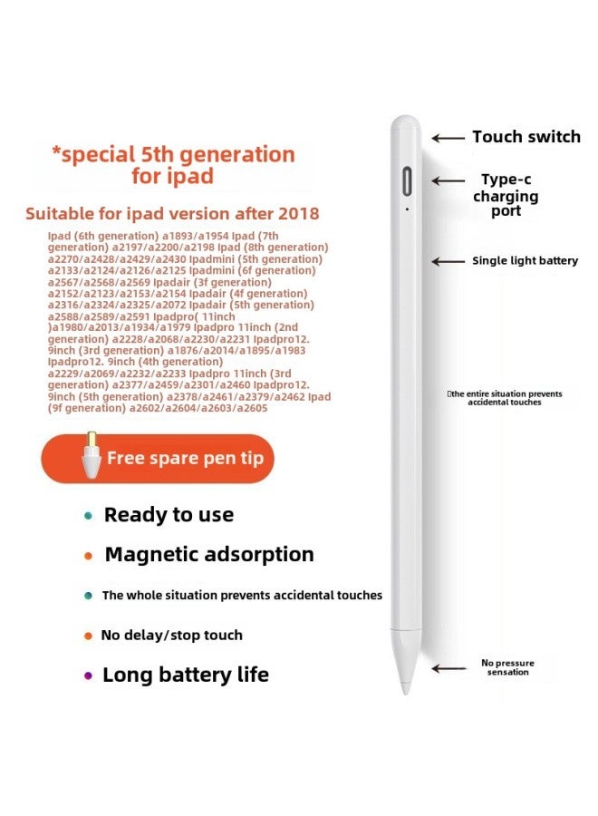 Active Capacitive Pen Ipad Pencil For Apple Apple Pen Touch Touch Touch Screen Stylus Pen-Color:5 Generations Of Special Pen + Touch Switch (anti-false Touch)  - Image 1