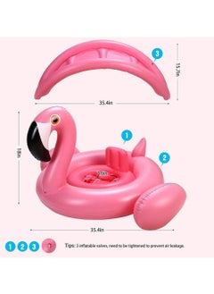 TOMSHOO Baby Pool Float with Canopy Baby Swim Float Inflatable Swimming Ring with Adjustable Sun Protection Canopy Toddler Floaties with Seat and Handle Water Toys for Age 6-36 Months  - Image 4