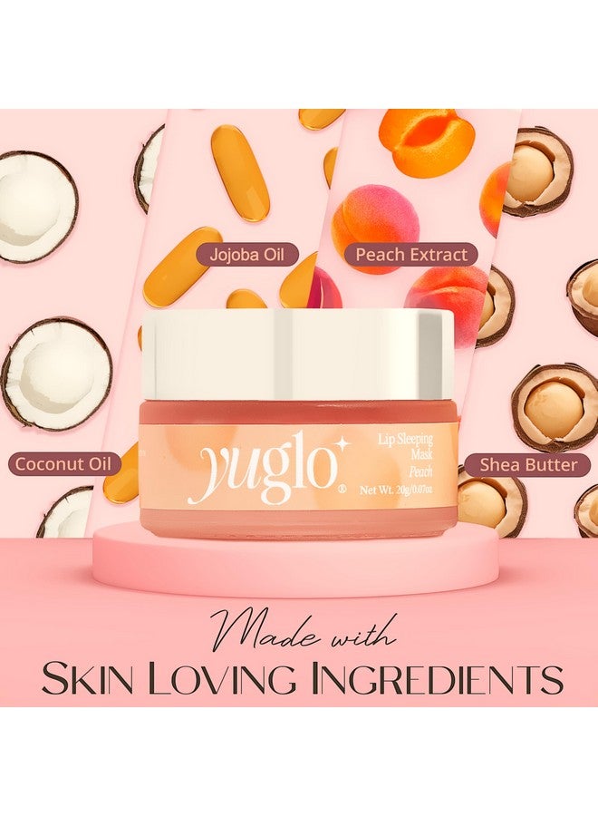 YUGLO Moisture & Collagen Booster Lip Sleeping Mask - Treatment to Restore, Hydrate & Plump Dry Chapped Lips - Peach - Image 3