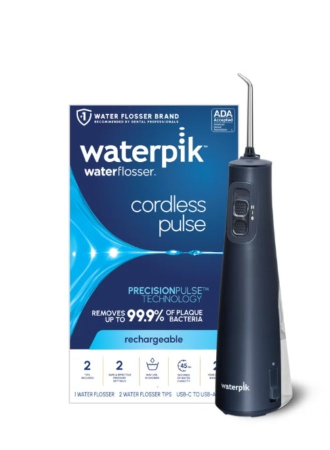 واتربيك جهاز Waterpik Cordless Pulse المحمول والقابل لإعادة الشحن لتنظيف الأسنان واللثة وتقويم الأسنان؛ مثالي للسفر، مقاوم للماء، معتمد من جمعية طب الأسنان الأمريكية (ADA)، موديل WF-20 (لون أزرق)، قد يختلف شكل العبوة - Image 1
