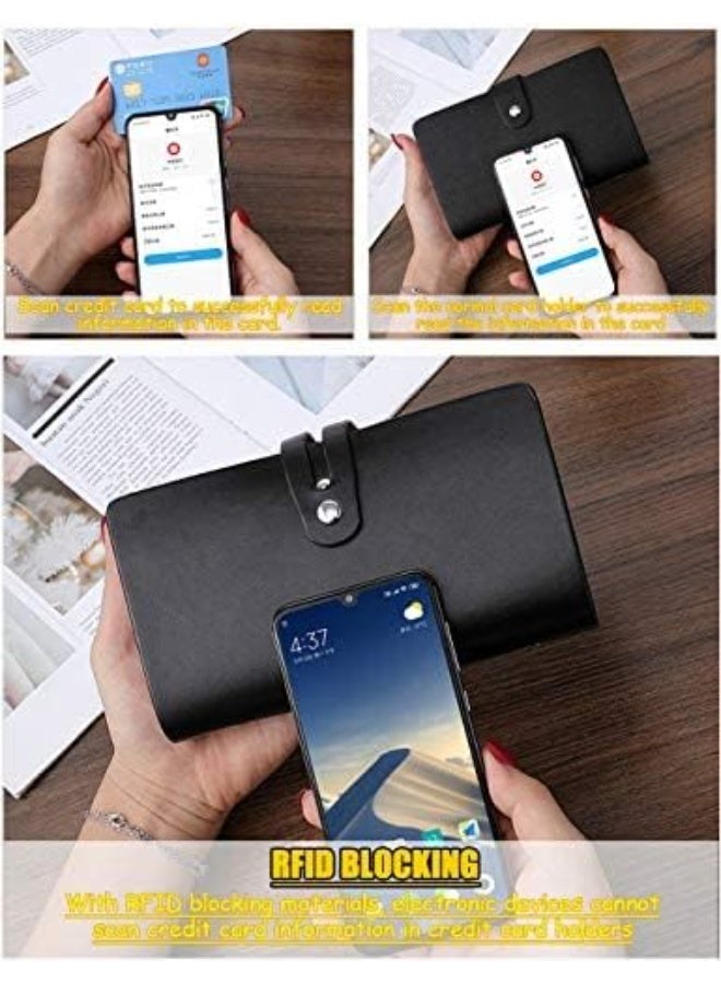 RFID Credit Card Holder, Leather Business Card Organizer with 96 Card Slots, Credit Card Protector for Managing Your Different Cards and Important Documents to Prevent Loss or Damage - Image 4