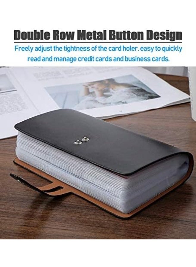 RFID Credit Card Holder, Leather Business Card Organizer with 96 Card Slots, Credit Card Protector for Managing Your Different Cards and Important Documents to Prevent Loss or Damage - Image 3
