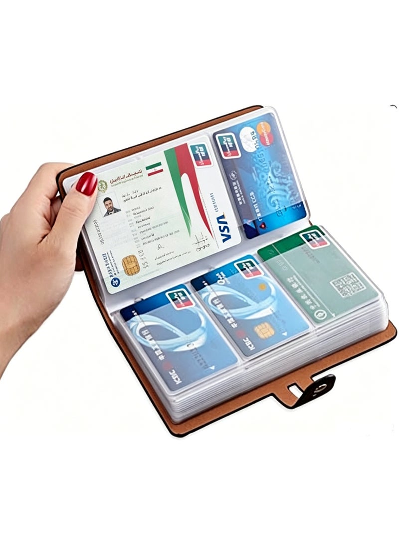 RFID Credit Card Holder, Leather Business Card Organizer with 96 Card Slots, Credit Card Protector for Managing Your Different Cards and Important Documents to Prevent Loss or Damage - Image 1
