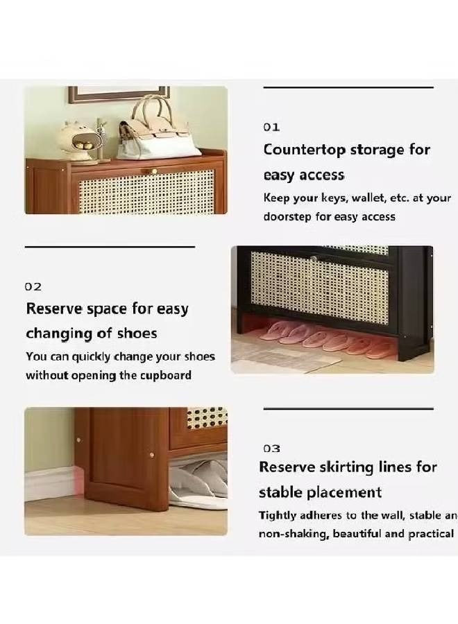 إن كي أكس خزانة أحذية رفيعة بثلاثة أبواب بتصميم حديث قابل للطي، مقاس 68×17×121 سم، لون أسود - Image 3