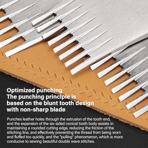 WUTA Leather Chisel AllPolished DieSteel Puncher French Style Pricking Iron Sharp Leather Punching Tool Kits - Image 3