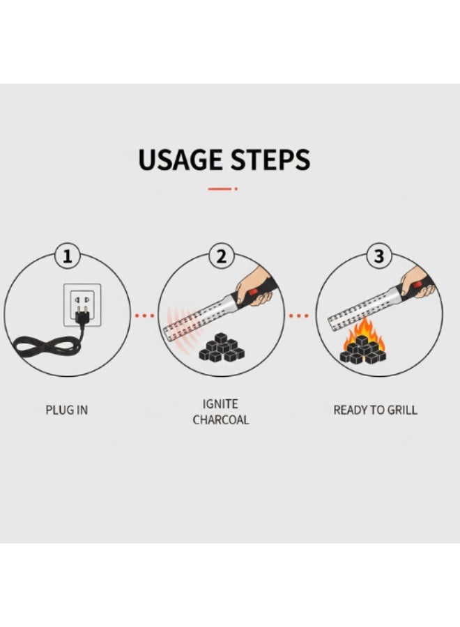 AMM Electric Charcoal Starter for Grill, BBQ, Fire Pit - Fast Ignition, Chemical-Free, Safe Hot Air Lighter - Modern Electric Lighter for Clean & Easy Charcoal Lighting - Image 4