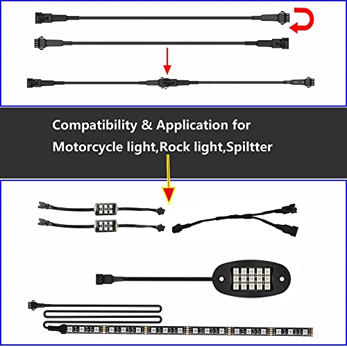 JXOFROAD 2PC 24in+2PCS 36in+2PCS 48in RGB LED Extension Cable, Extension Cords Wire for Motorcycles Led Strip Light,Rock Lights - Image 5
