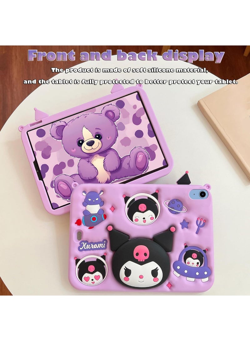 Aookay Kids Case Compatible with iPad (A16) 11th/10th Generation (2025/2022), Shockproof Silicone Protective Cover with Stand, Shoulder Strap (Purple) - Image 5