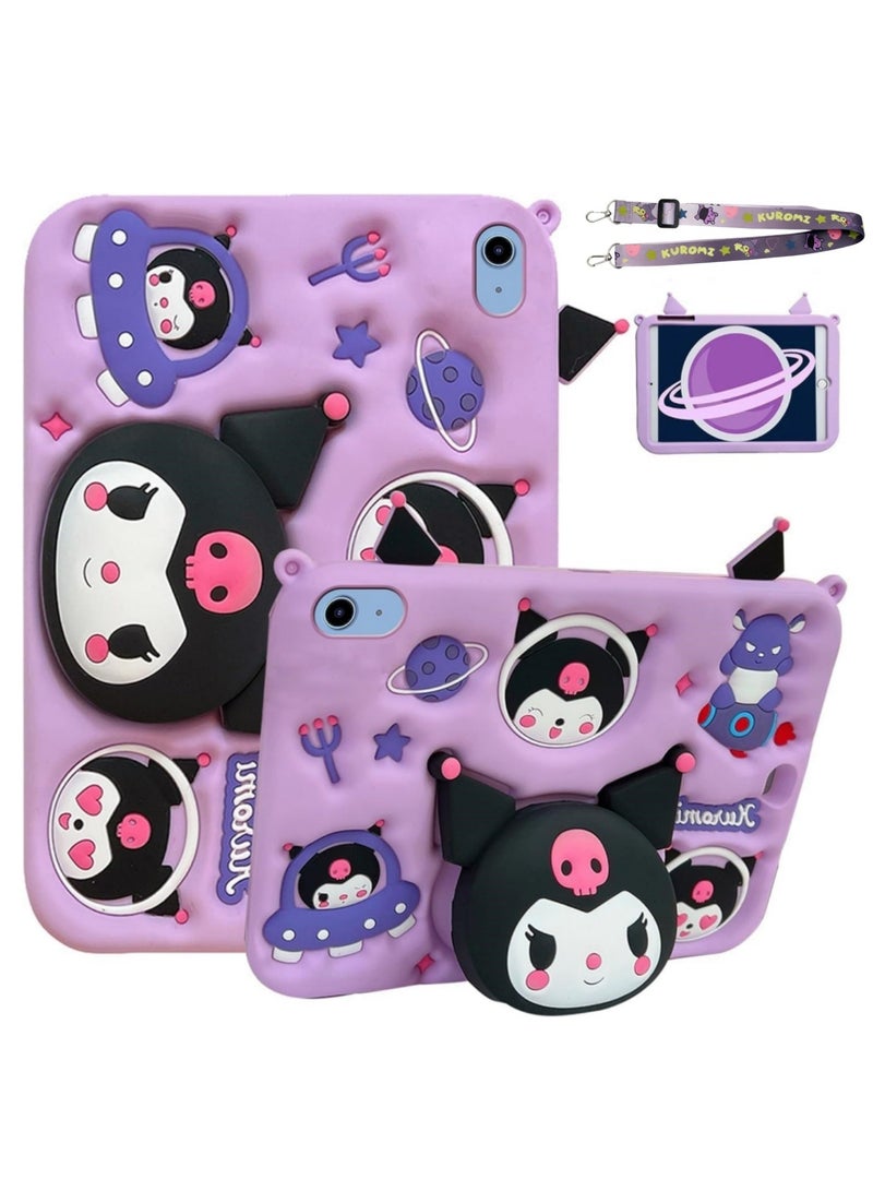 Aookay Kids Case Compatible with iPad (A16) 11th/10th Generation (2025/2022), Shockproof Silicone Protective Cover with Stand, Shoulder Strap (Purple) - Image 1